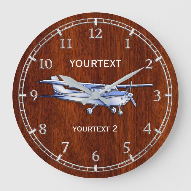 Your Text Aircraft Classic Cessna Flying on a Large Clock (Front)