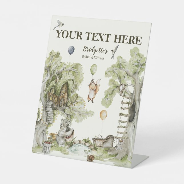 Your Text Bearly Wait Baby Shower  Pedestal Sign (Front)