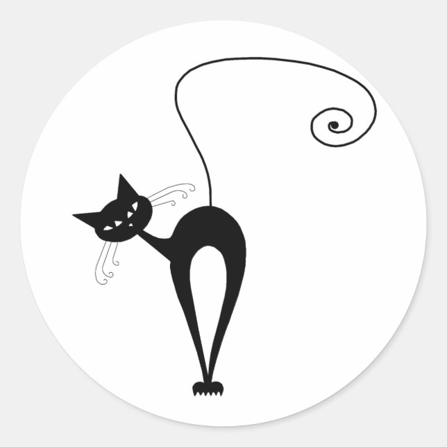 Your Text - Black Cat Character Pose 8 Poster Classic Round Sticker (Front)