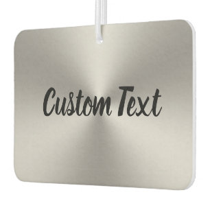 Your Text Black Script Silver Brushed Metal Look  Air Freshener