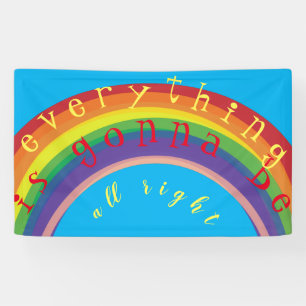 "Your Text " Blue Skies Rainbow Banner