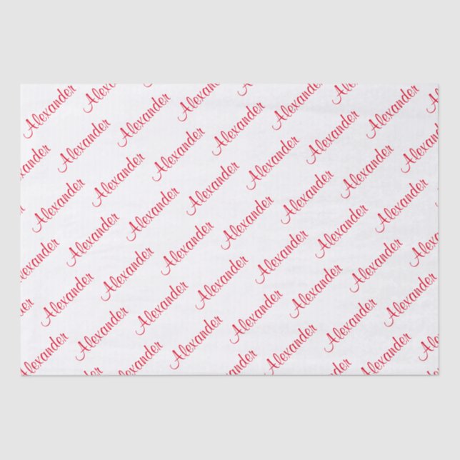 Your Text: Boy's Name Red Birthday Party Theme Tissue Paper (Front)