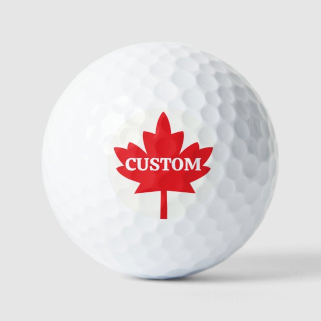 Your Text Canadian Red And White Maple Leaf Design Golf Balls (Front)