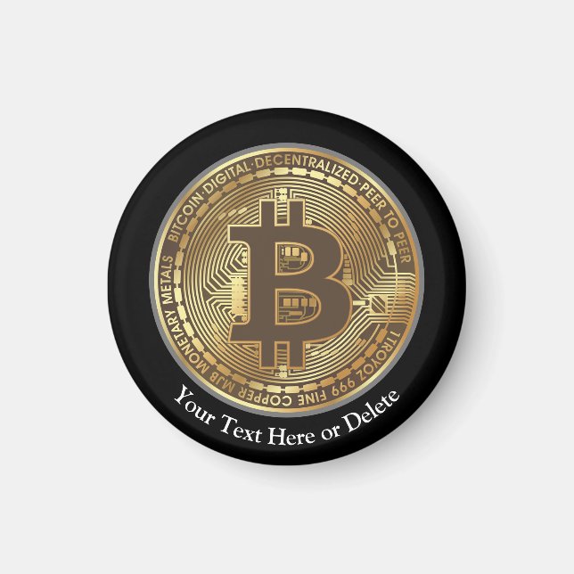 Your Text/Color Gold Bitcoin Crypto Currency Money Magnet (Front)