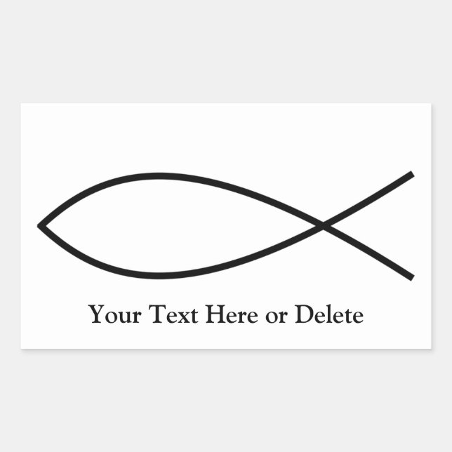 Your Text/Colour Black Ichthys Christian Fish Jesu Sticker (Front)