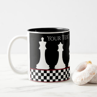 Your Text/Colour Chessboard Piece Chess King Black Two-Tone Coffee Mug