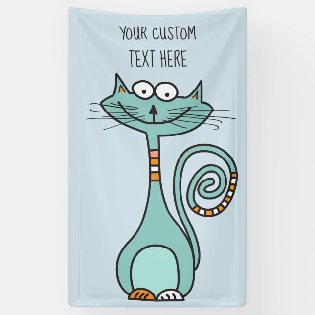 YOUR text & colour Funny Cat custom banner (Vertical)