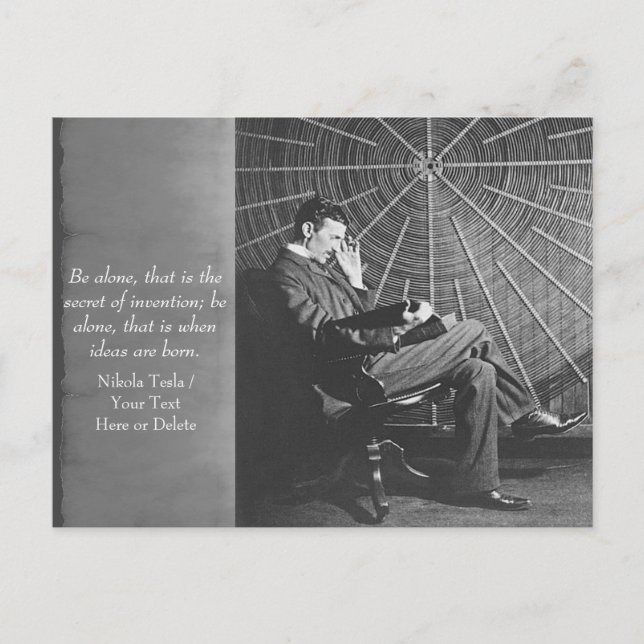 Your Text/Colour Inventor Nikola Alone Time Quote Postcard (Front)