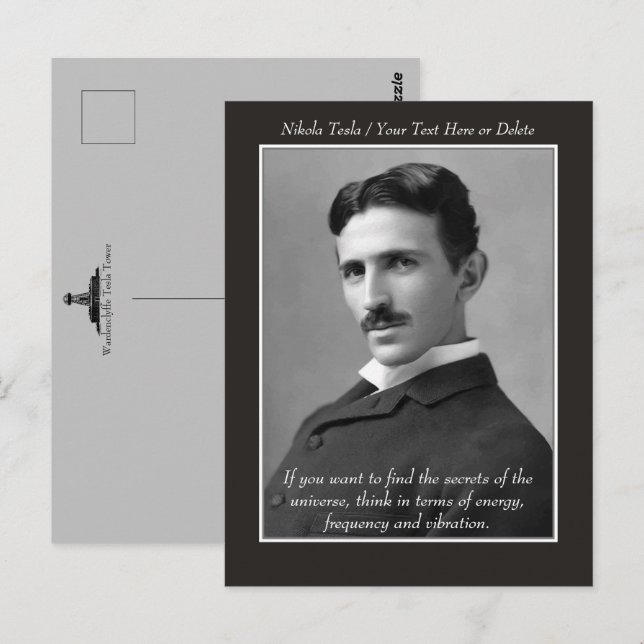 Your Text/Colour Inventor Nikola Tesla Photo Quote Postcard (Front/Back)