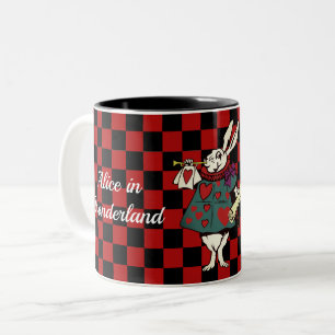 Your Text/Colour White Rabbit Alice in Wonderland Two-Tone Coffee Mug