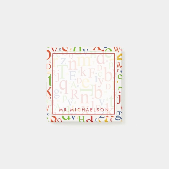 Your Text | Colourful Alphabet Post-it Notes (Front)