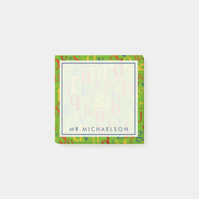 Your Text | Colourful Alphabet Post-it Notes (Front)