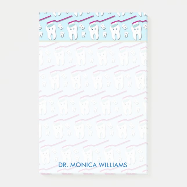 Your Text | Cute Teeth & Toothbrushes Post-it Notes (Front)