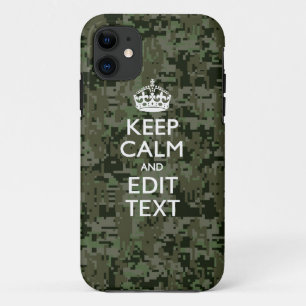 Your Text Digital Camouflage Woodland Keep Calm iPhone 11 Case