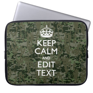 Your Text Digital Camouflage Woodland Keep Calm Laptop Sleeve