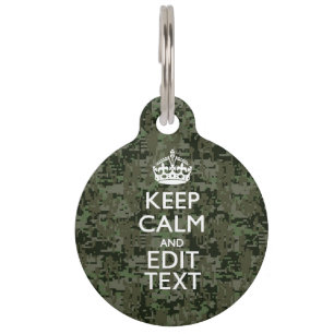 Your Text Digital Camouflage Woodland Keep Calm Pet Tag