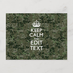 Your Text Digital Camouflage Woodland Keep Calm Postcard