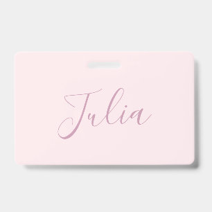 Your Text   Elegant Script & Soft Blush Pink Badge