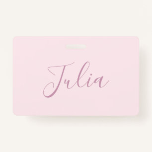 Your Text   Elegant Script & Soft Blush Pink Badge