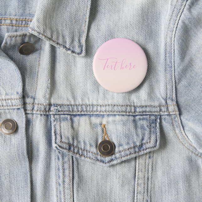 Your Text | Elegant Script & Soft Blush Pink Ombre 2 Inch Round Button (In Situ)