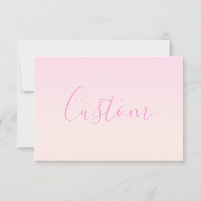 Your Text | Elegant Script & Soft Blush Pink Ombre Card (Front)