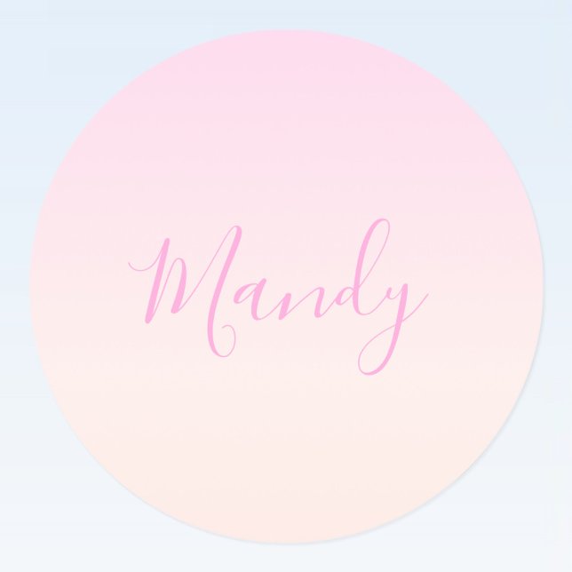 Your Text | Elegant Script & Soft Blush Pink Ombre Classic Round Sticker (Creator Uploaded)