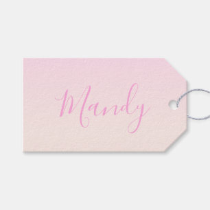 Your Text   Elegant Script & Soft Blush Pink Ombre Gift Tags