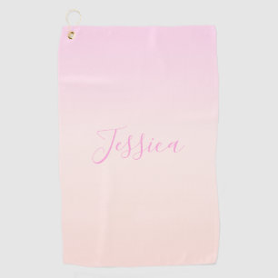 Your Text   Elegant Script & Soft Blush Pink Ombre Golf Towel