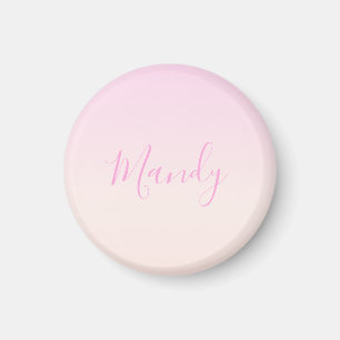 Your Text Elegant Script & Soft Blush Pink Ombre Magnet