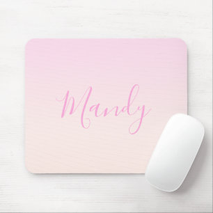 Your Text   Elegant Script & Soft Blush Pink Ombre Mouse Pad