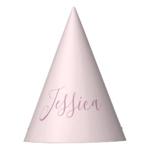 Your Text   Elegant Script & Soft Blush Pink Party Hat