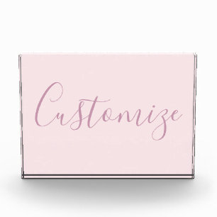 Your Text   Elegant Script & Soft Blush Pink Photo Block