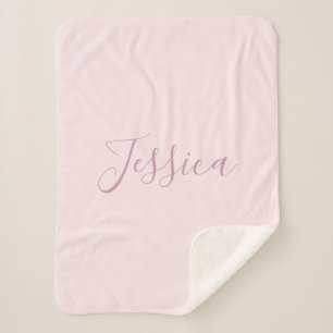 Your Text   Elegant Script & Soft Blush Pink Sherpa Blanket