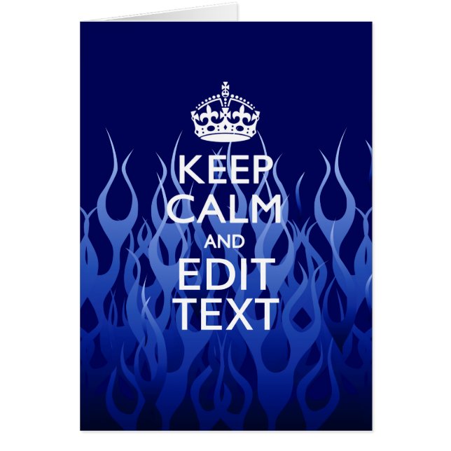 Your Text for Keep Calm on Blue Racing Flames (Front)