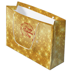Your TEXT Gold Valentines Day Message Large Gift Bag