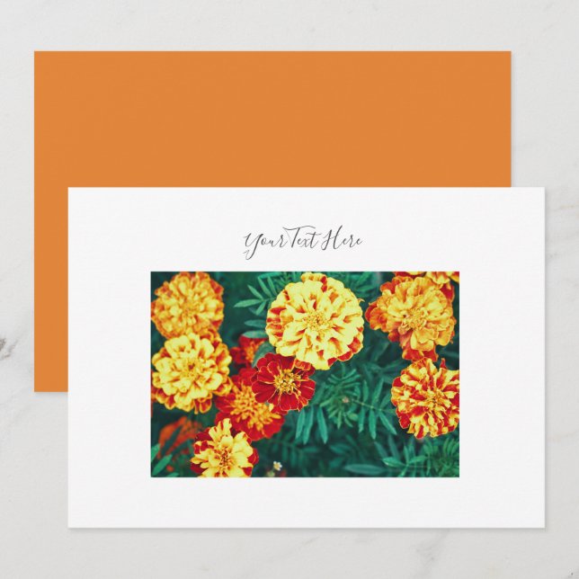 Your Text Happy Bright Marigold Flowers Invitation (Front/Back)