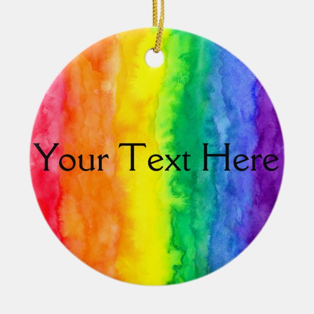 Your Text Here Rainbow Wash Circle Ornament (Front)