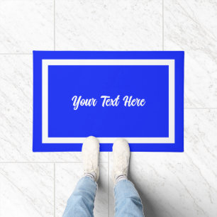 Your Text Here Script Modern Doormat Blue