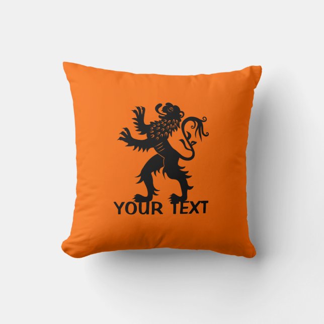 Your Text - Holland Lion Throw Pillow (Front)