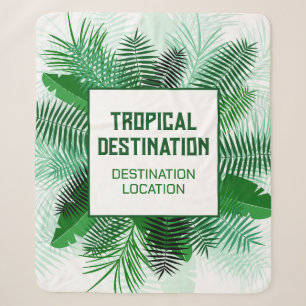 Your Text in a Palm Leaf Frame Sherpa Blanket