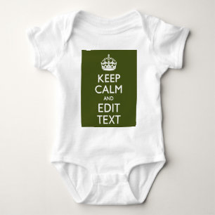 Your Text Keep Calm And on Olive Green Decor Baby Bodysuit