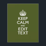 Your Text Keep Calm on Olive Green Decor Flyer<br><div class="desc">Your Keep Calm saying on a custom olive green accent colour style decor. A personalized Keep Calm style saying on a one of a kind gift. Humourous or whimsical try on your creative words on two editable lines of text. Remember to use CAPITAL letters for best results. Use the "Ask...</div>