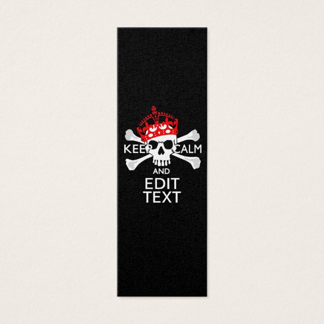 Your Text Keep Calm Red Crown Crossbones Skull (Front)