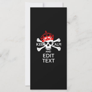 Your Text Keep Calm Red Crown Crossbones Skull