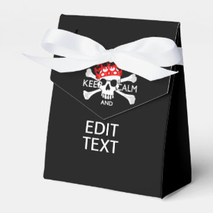 Your Text Keep Calm Red Crown Crossbones Skull Favor Box