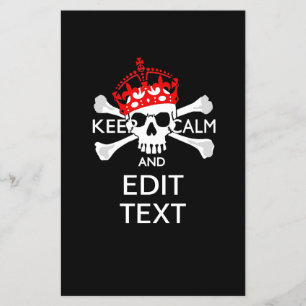 Your Text Keep Calm Red Crown Crossbones Skull Flyer