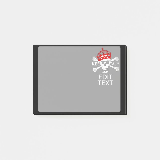 Your Text Keep Calm Red Crown Crossbones Skull Post-it Notes (Front)