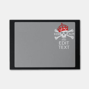 Your Text Keep Calm Red Crown Crossbones Skull Post-it Notes