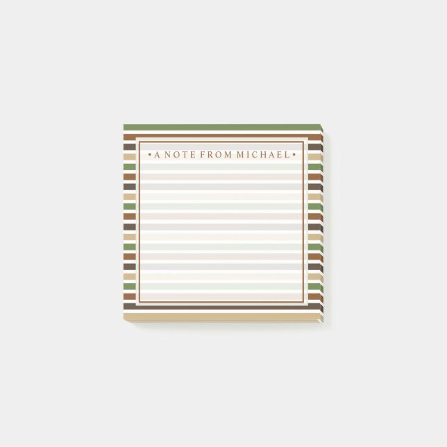Your Text | Khaki Stripes Post-it Notes (Front)