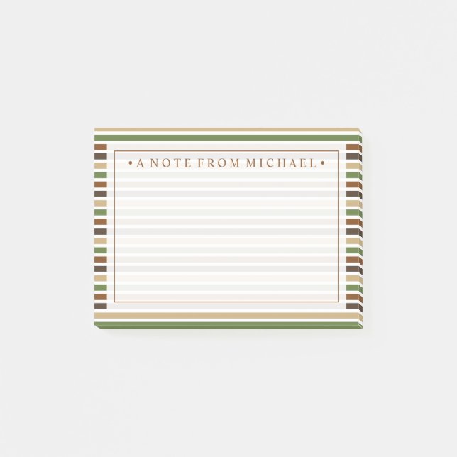 Your Text | Khaki Stripes Post-it Notes (Front)